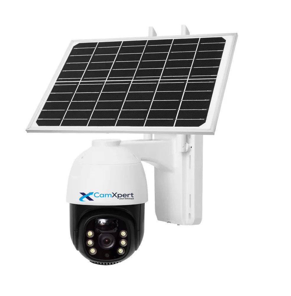CamXpert CX-4G3M-SN 3MP 4G Solar PT (Ghoomne Wala) Waterproof, Outdoor, 2-Way Talk CCTV Camera.